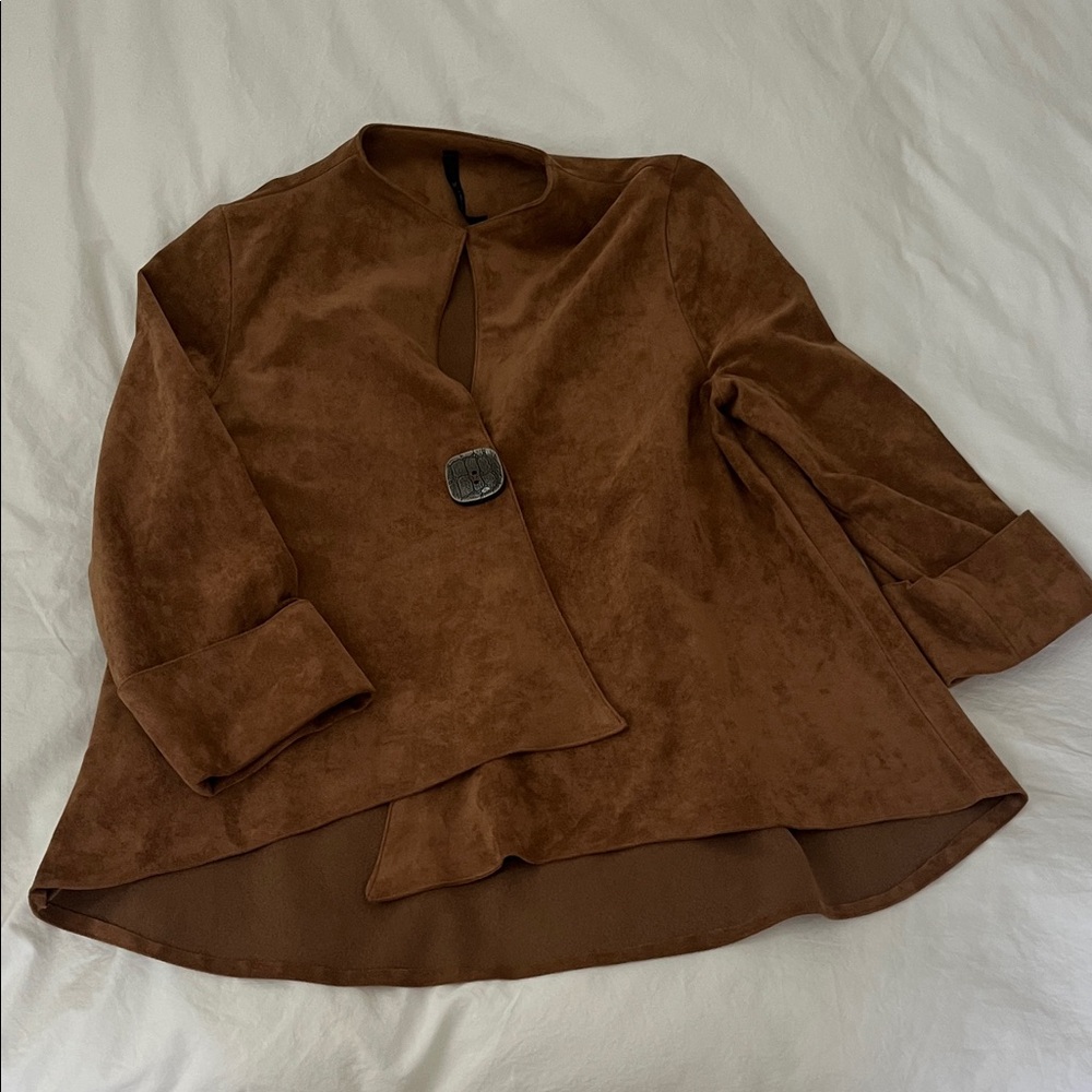 IC by Connie K Faux Suede Jacket with Button Detail